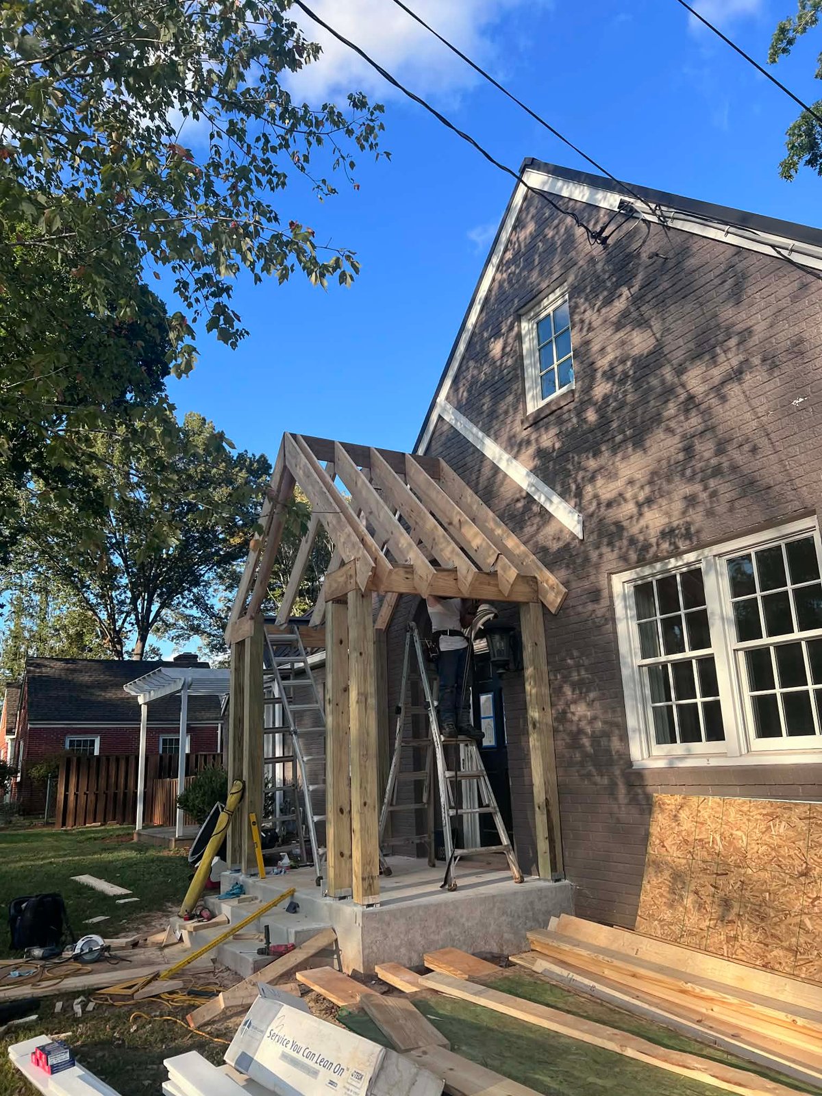 Porch Framing - Brown Brick