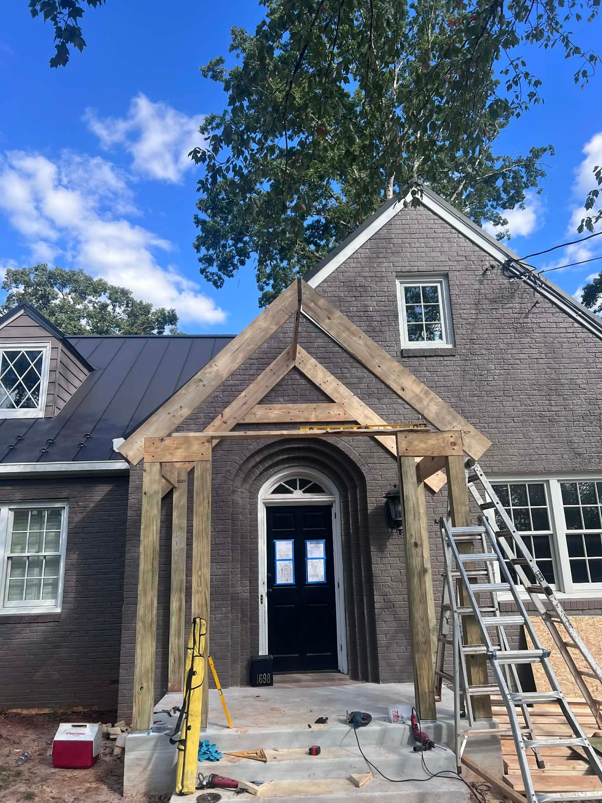Porch framing in progress